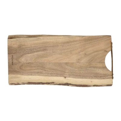  JAMES - PLANCHE À DÉCOUPER - BOIS D'ACACIA / CUIR - L 21 X W 45 X H 1,5 CM - NATUREL