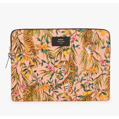 Pochette ordinateur 13" et 15" motif tigre  et fleurs