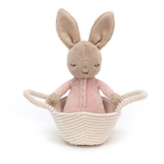 Peluche petit lapin dans un landeau