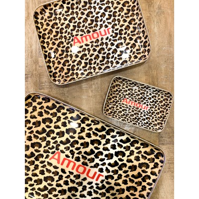 PLATEAU AMOUR LEOPARD 36 X 26 CM