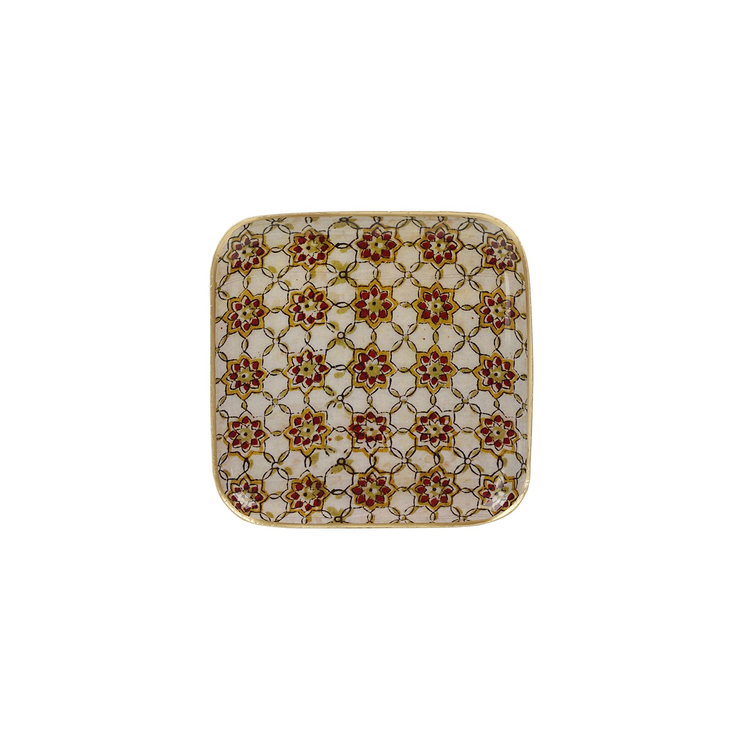 Plateau Décoratif Métal Gris Et Doré – 34x34 Cm – Dekoratief (Neuf)