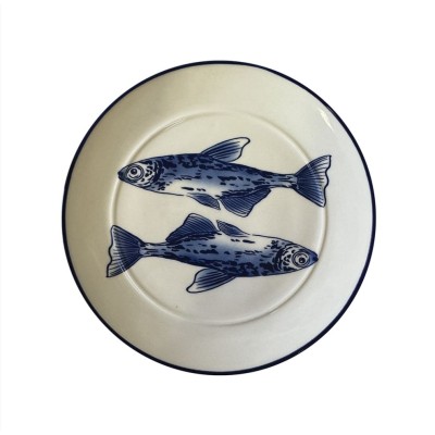 Assiette retro - Poissons bleus Ø 18 cm