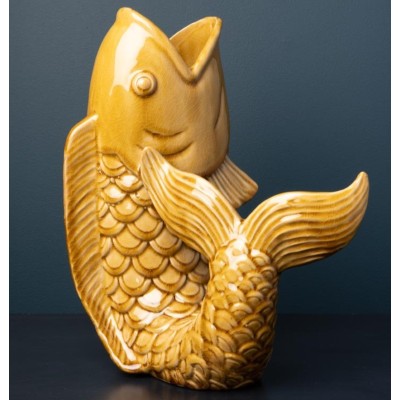 Vase poisson en grès moutarde - H30 x P27 x L17 cm