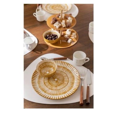 Assiette Jam Porcelaine Blanc/Ocre