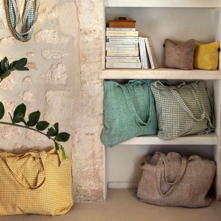Cabas vichy en lin et coton - Piana II