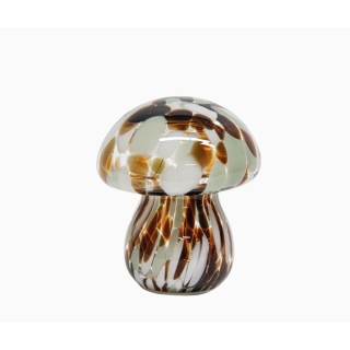 Déco LED champi tacheté choco à piles D13,5 H15,5cm