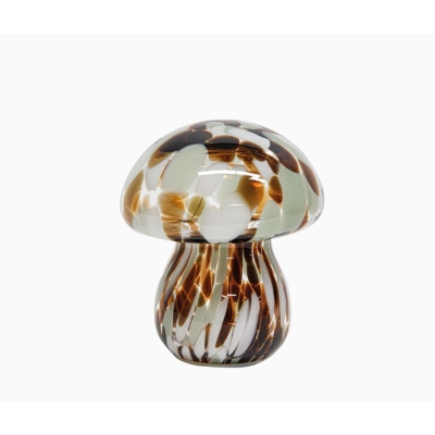 Déco LED champi tacheté choco à piles D13,5 H15,5cm