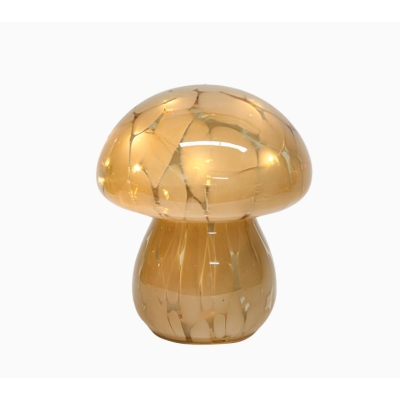 Déco LED champi tacheté beige à piles D13,5 H15,5cm