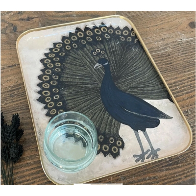 Demi plateau - Paon  24,5 x 19 cm, H 1 cm