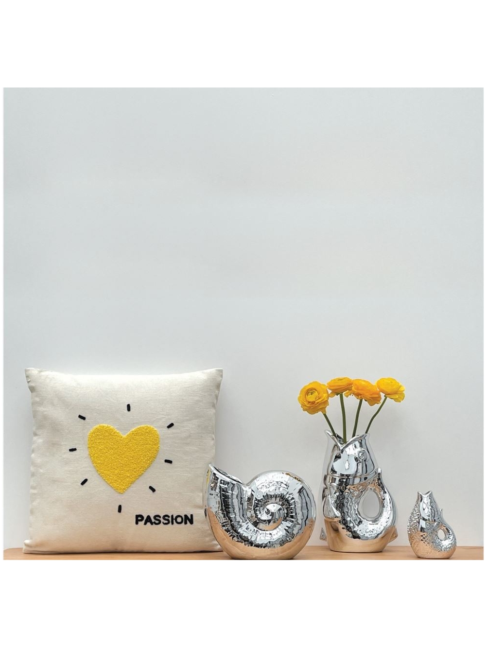 Vase ceramic Poisson pm argenté L8,2 P5 H12cm