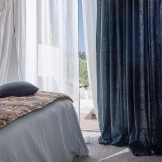 Rideau en lin et coton ruflette et passe tringe - Figari