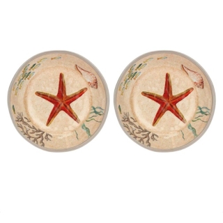 Set de deux assiettes creuses en mélamine - Sea Life Ø 19,5 cm