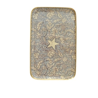 PLATEAU - FLOWER - Vert de gris 42 x 26,5 x 2 cm