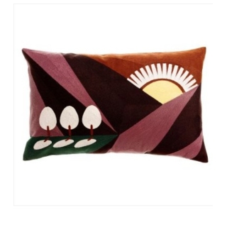 Coussin brodé Eol Bordeaux 40 x 65cm