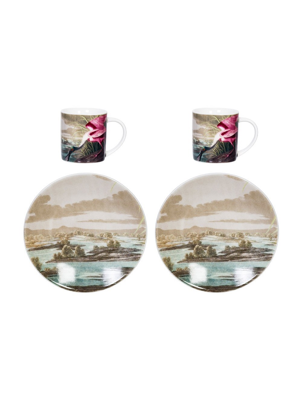 SET DE 2 TASSES EXPRESSO BIRDS SPATULE ROSE