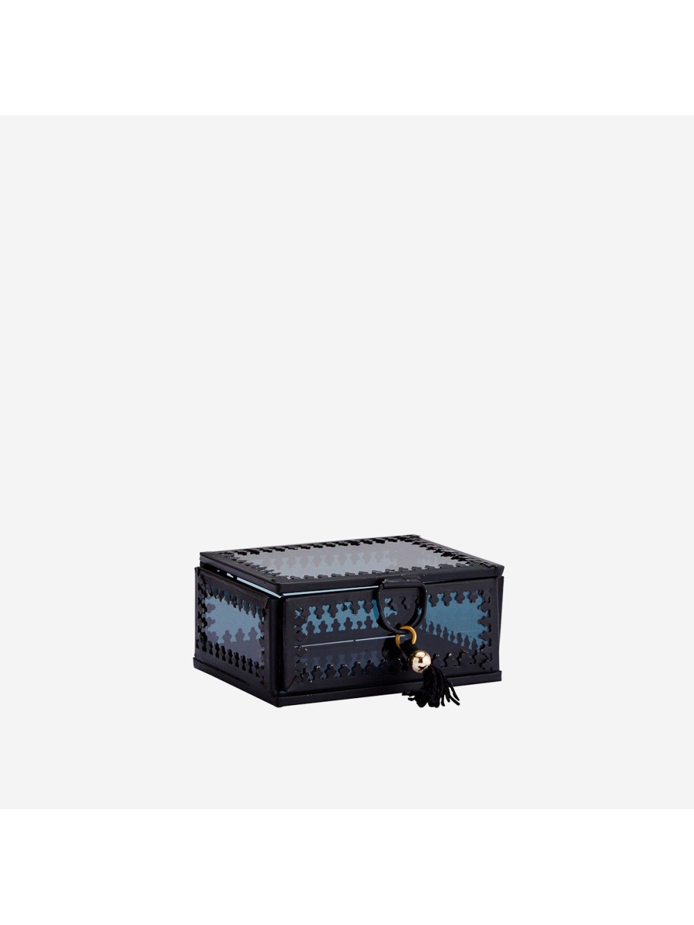 BOITE EN VERRE NOIR METAL NOIR 9X6X4CM