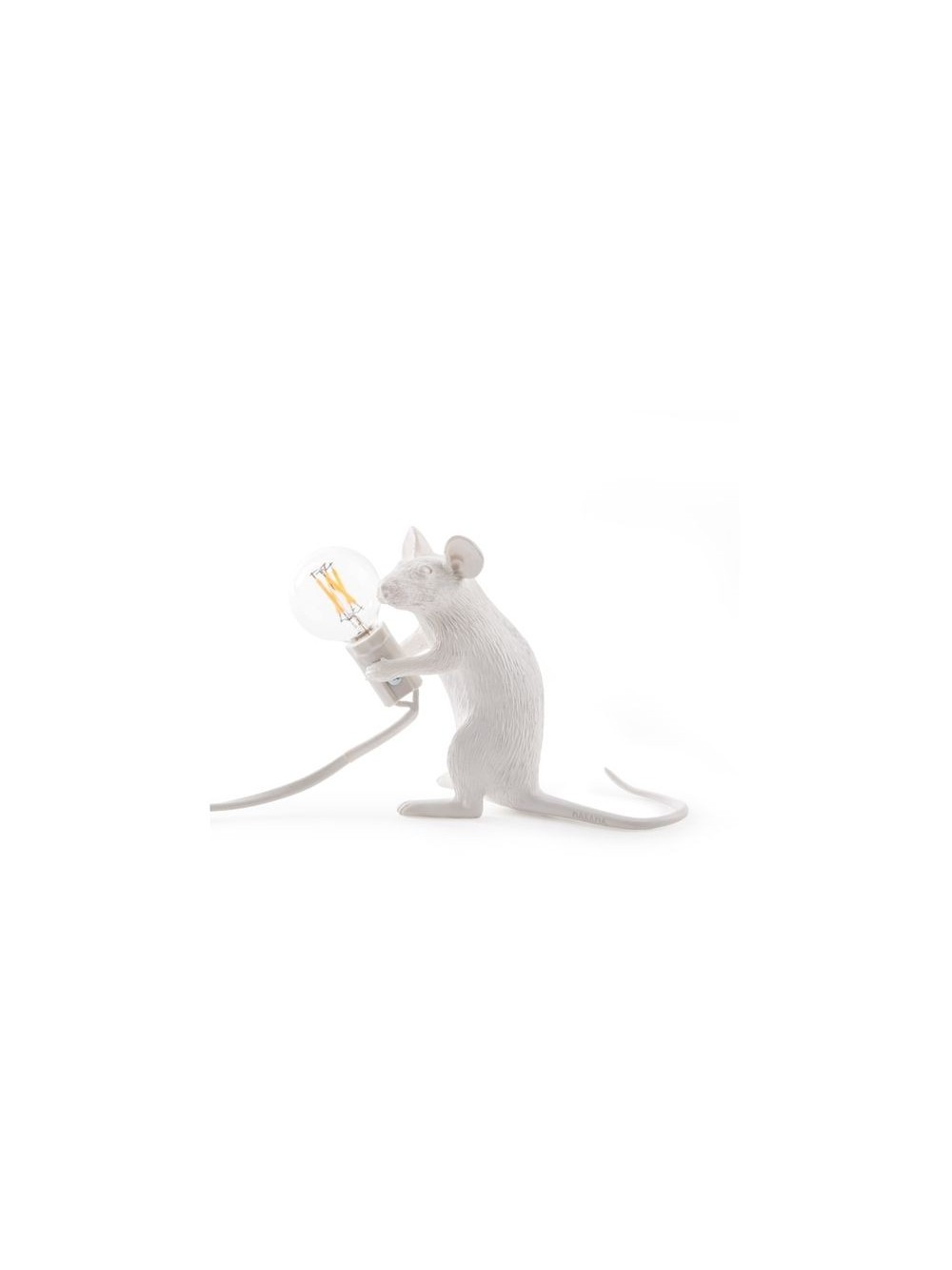LAMPE RESINE BLANCHE SOURIS ASSISE 5X15 H.12.5