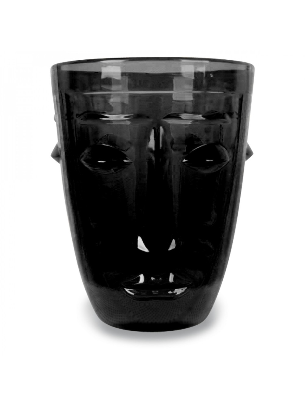 VERRE GOBELET VISAGE NOIR D.8 H.10