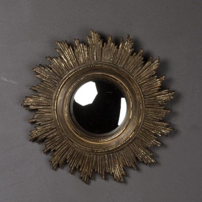 MIROIR CONVEXE SOLEIL DORE ANTIQUE